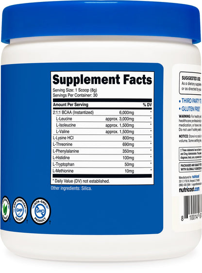 Nutricost EAA Powder 30 Servings (Unflavored) – Essential Amino Acids | Non-GMO, Gluten Free, Vegetarian (Pack of 2)