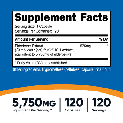 Nutricost Elderberry Capsules 575mg (120) – Pack of 2 | Black Elderberry, Vegetarian, Gluten Free, Non-GMO