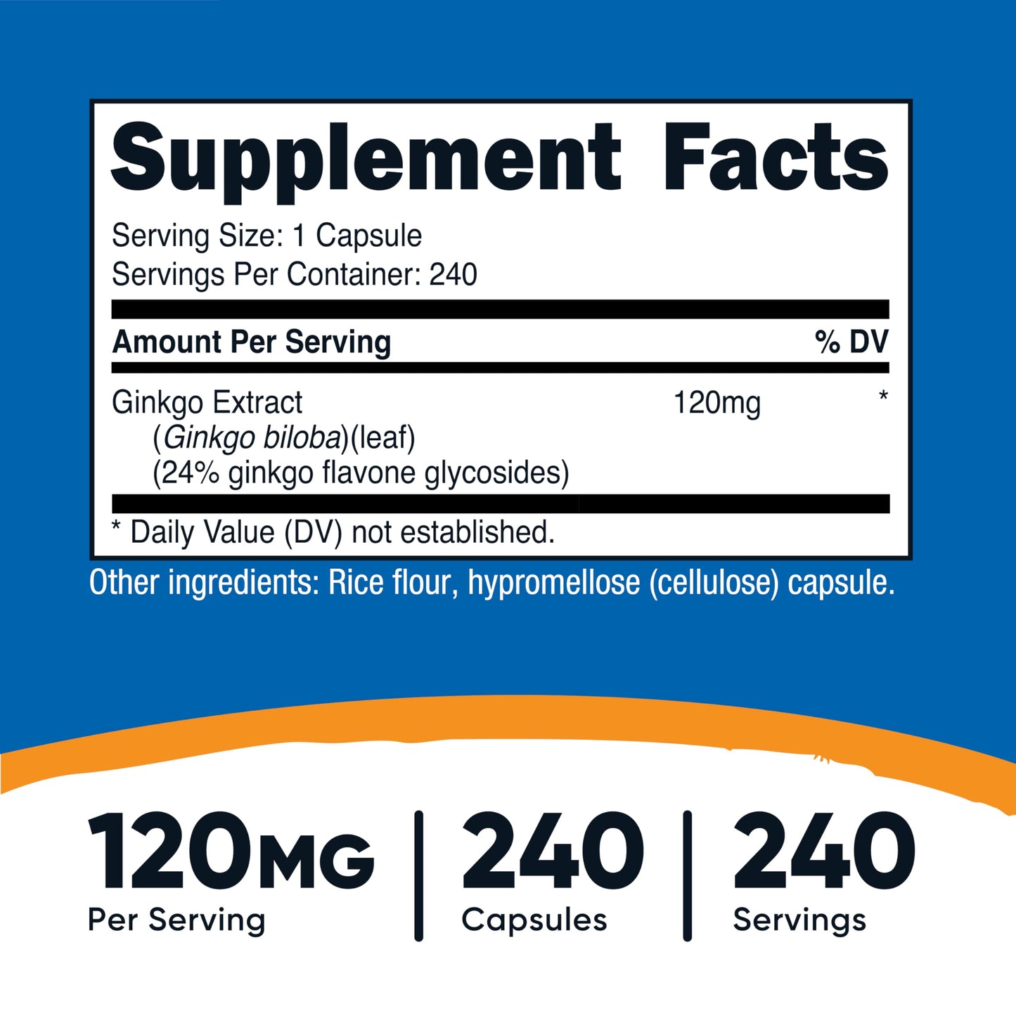 Nutricost Ginkgo Biloba 120mg – 240 Capsules (Pack of 2) | Extra Strength Gluten Free & Non-GMO