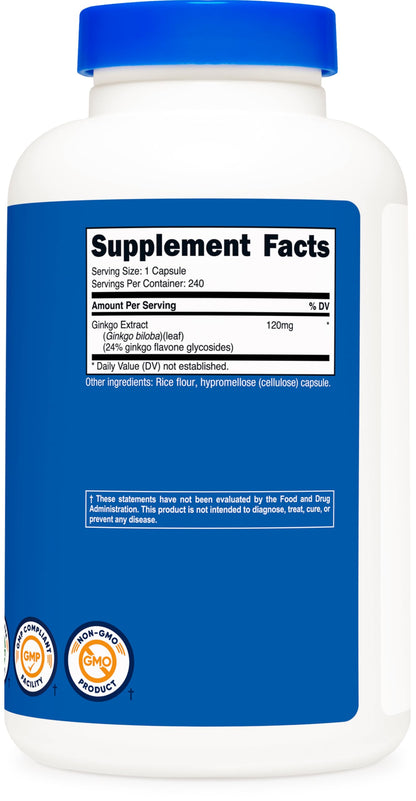 Nutricost Ginkgo Biloba 120mg – 240 Capsules (Pack of 2) | Extra Strength Gluten Free & Non-GMO