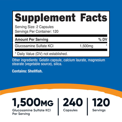 Nutricost Glucosamine Sulfate 1500mg - 240 Capsules | Gluten Free, Non-GMO