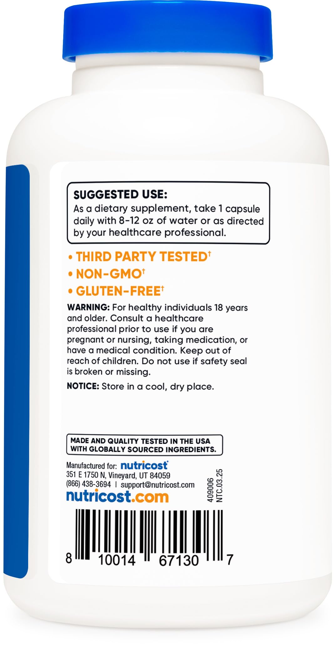 Nutricost Glutathione Capsules 500mg – 240 Count | Gluten Free & Non-GMO