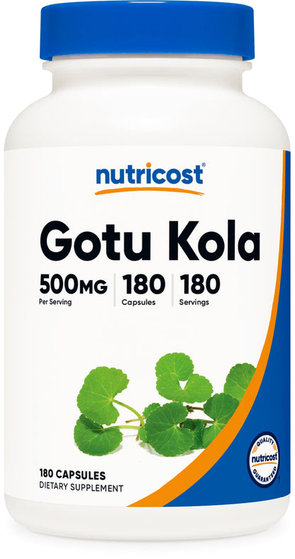 Nutricost Gotu Kola 500 MG - 180 Vegetarian Capsules | Gluten Free, Non-GMO