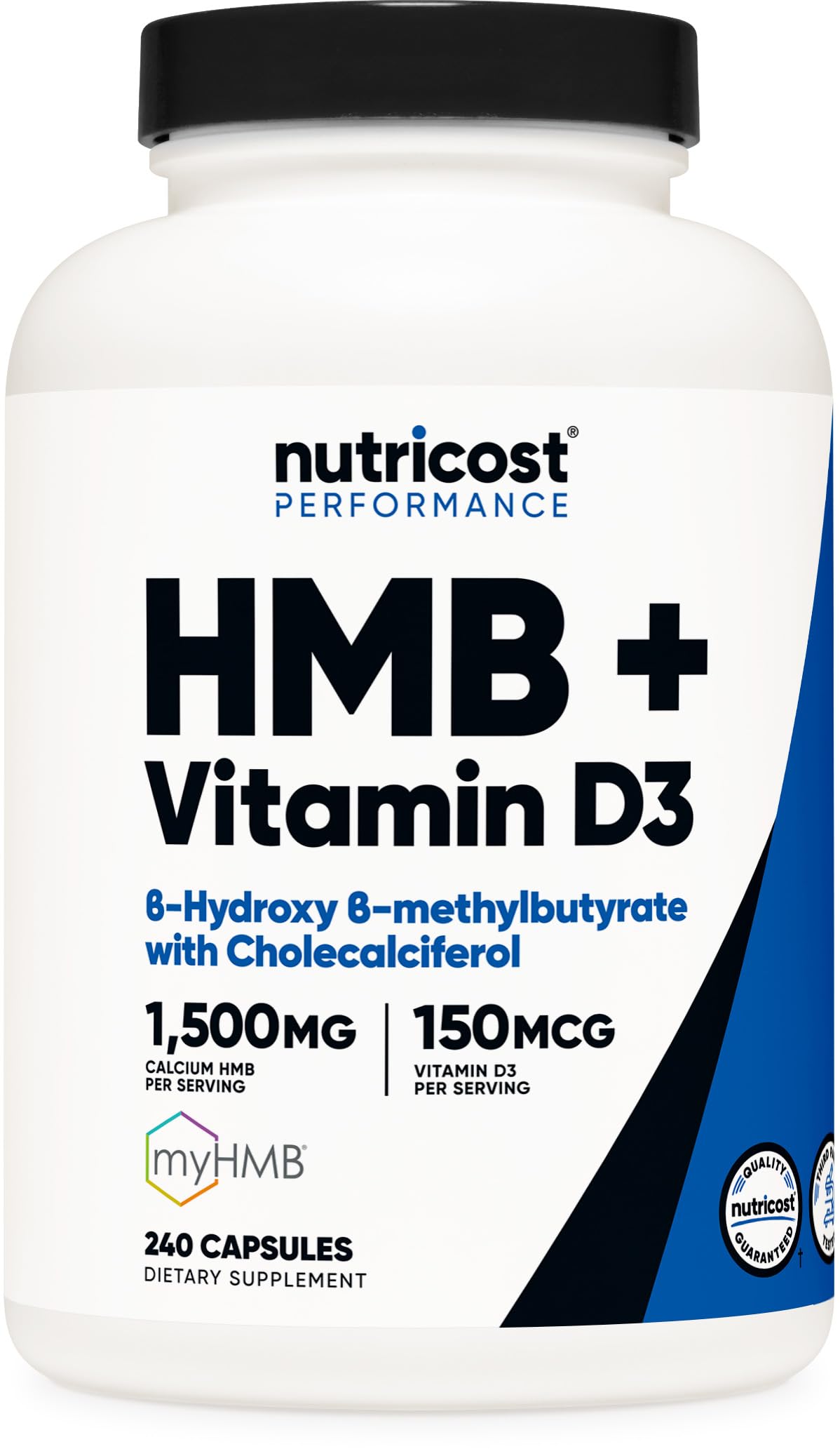 Nutricost HMB 1500mg & Vitamin D3 6000IU - 240 Capsules (80 Servings) Gluten Free & Non-GMO