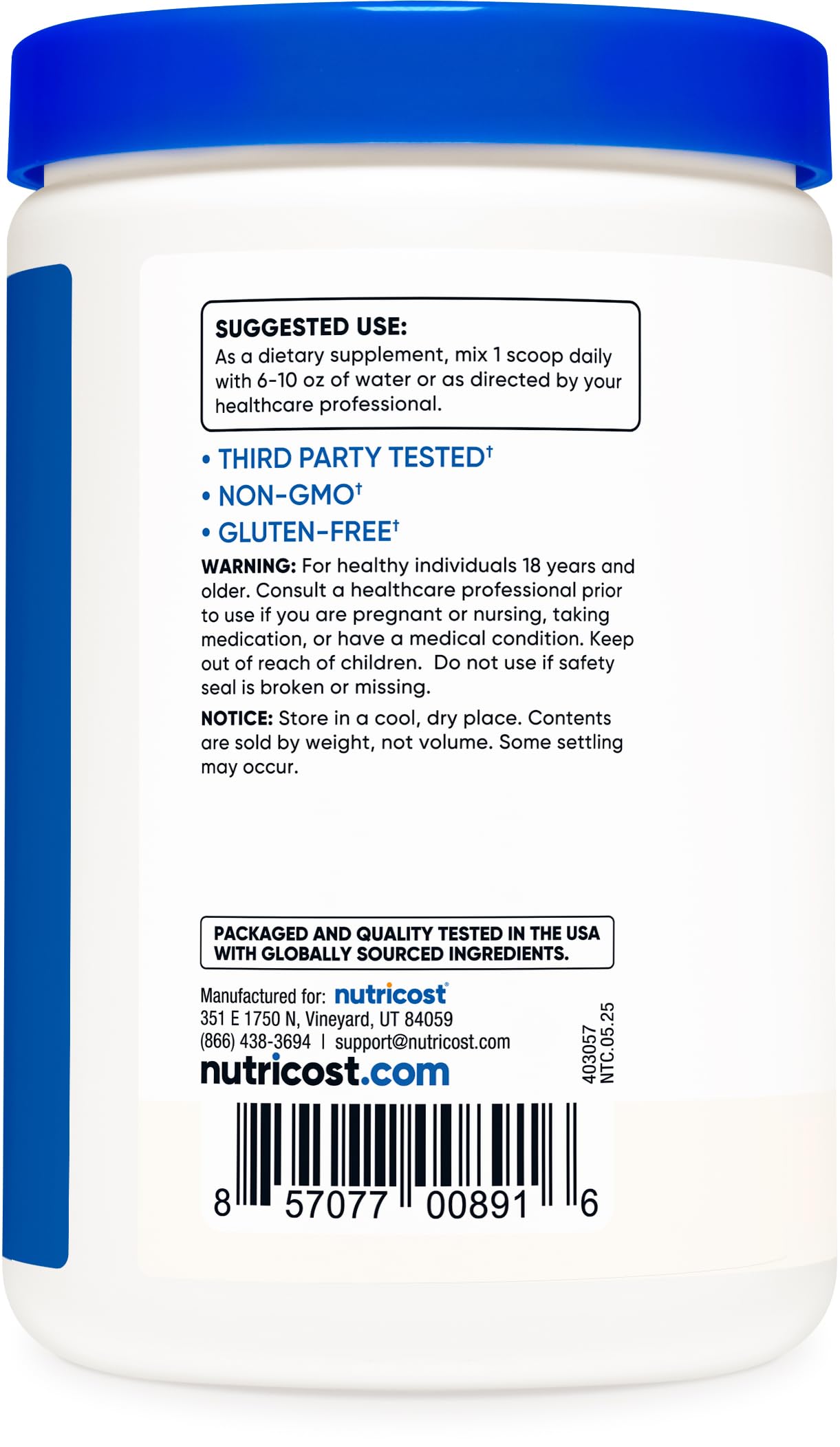 Nutricost HMB Powder 250g – Gluten Free & Non-GMO