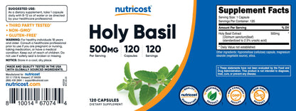 Nutricost Holy Basil Capsules 500mg – 120 Vegetarian, Gluten Free & Non-GMO