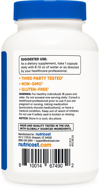 Nutricost Iodine 325mcg – 120 Capsules | Natural Sea Kelp, Non-GMO & Gluten Free