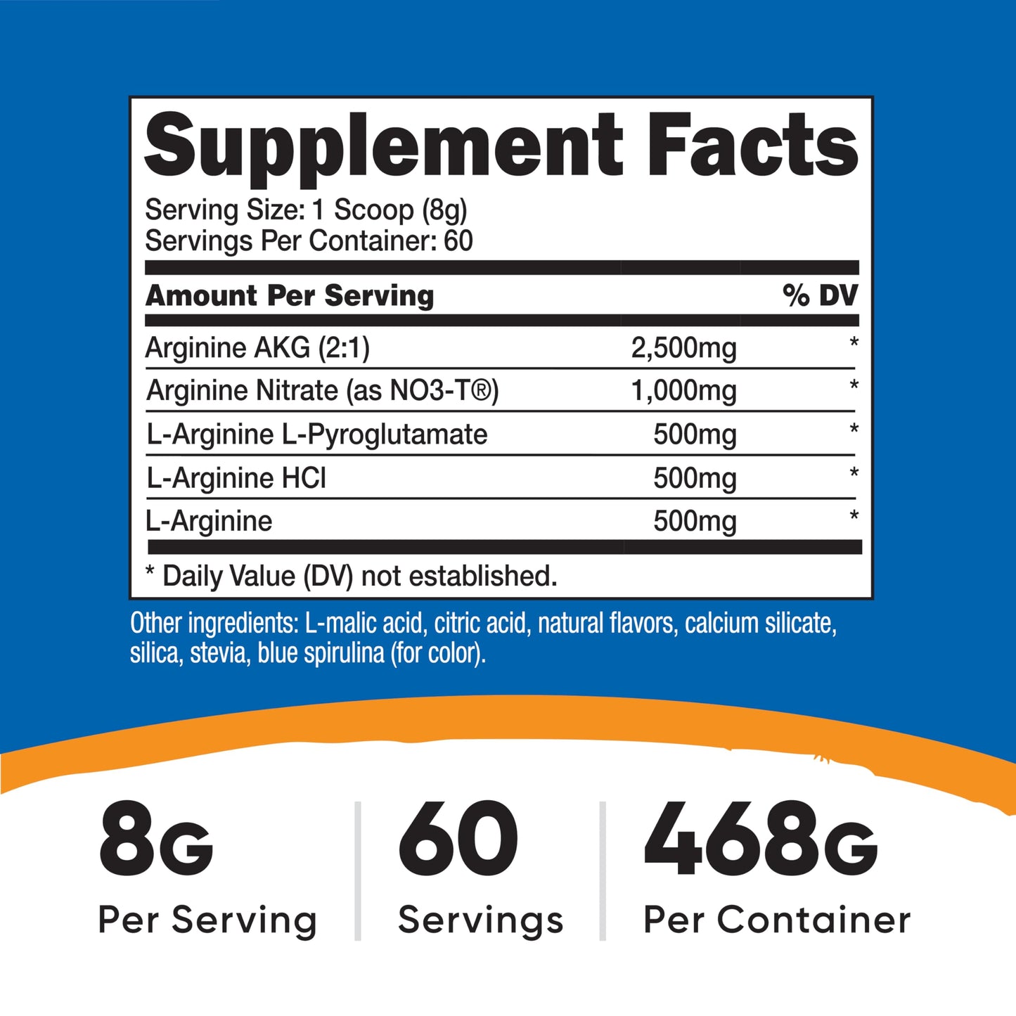 Nutricost L-Arginine Complex (Blue Raspberry, 60 Servings) - Gluten Free, Non-GMO