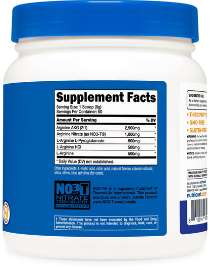 Nutricost L-Arginine Complex (Blue Raspberry, 60 Servings) - Gluten Free, Non-GMO