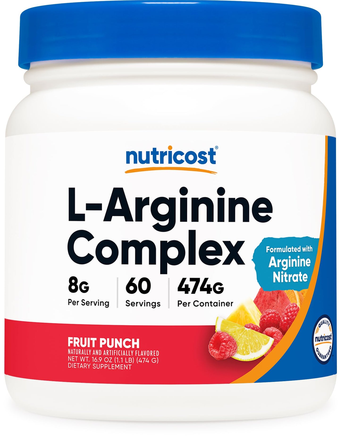 Nutricost L-Arginine Complex (Fruit Punch, 60 Servings) - Gluten Free, Non-GMO