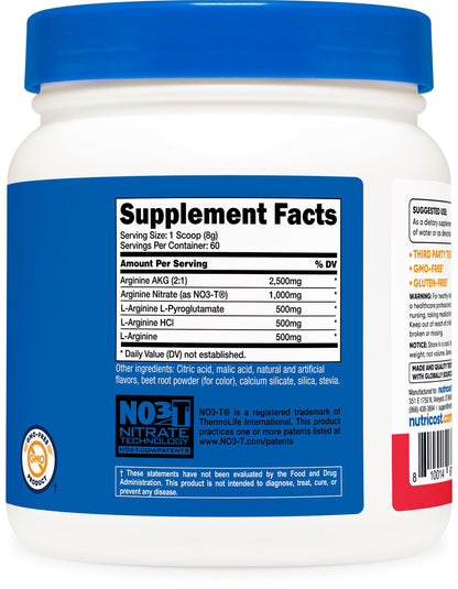 Nutricost L-Arginine Complex (Fruit Punch, 60 Servings) - Gluten Free, Non-GMO