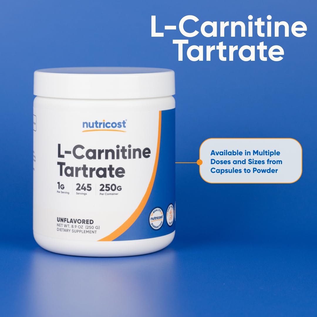 Nutricost L-Carnitine Tartrate Powder – 250g, 1g Serving, 250 Servings
