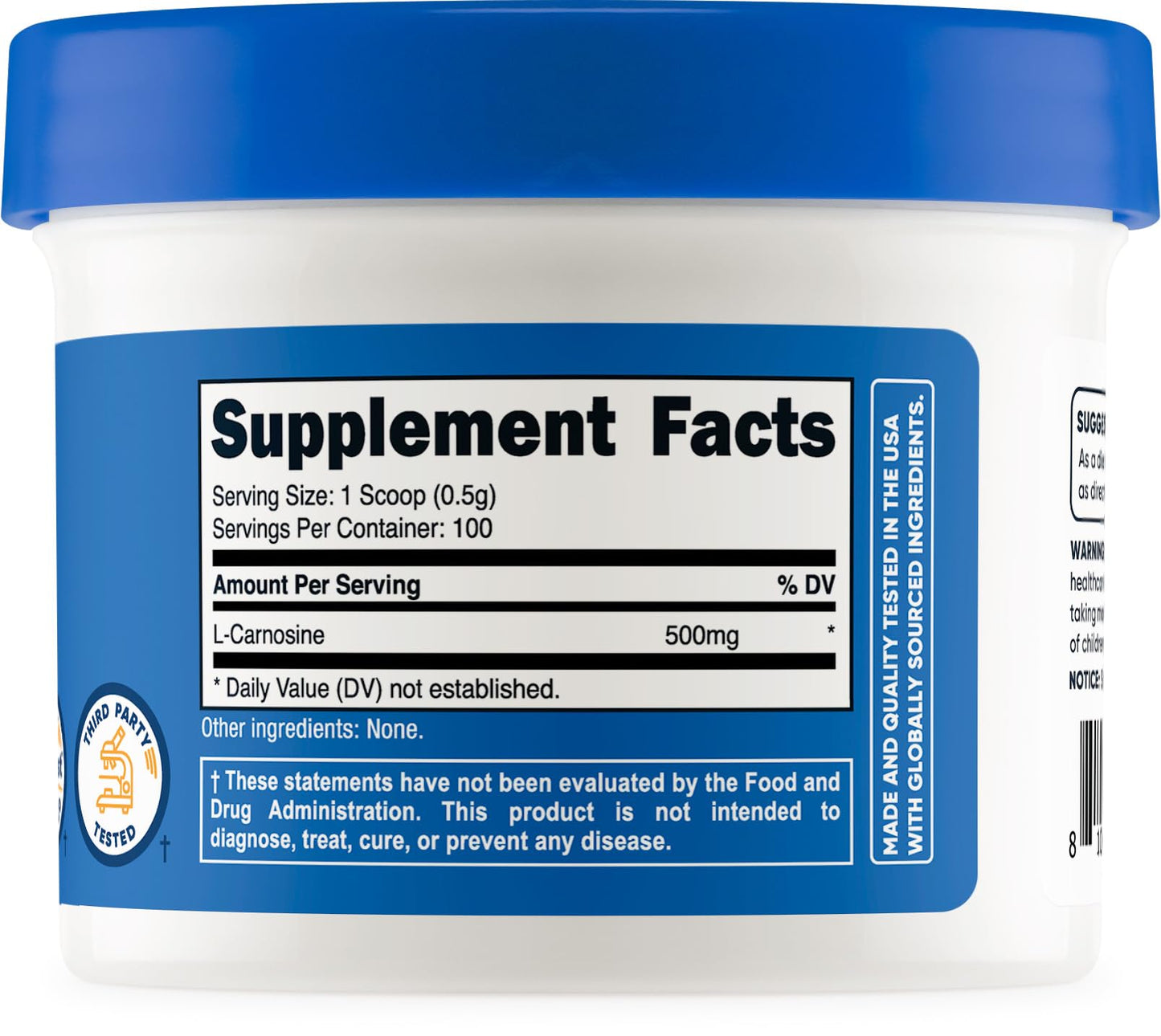 Nutricost L-Carnosine Powder 50g (100 Servings) – Non-GMO
