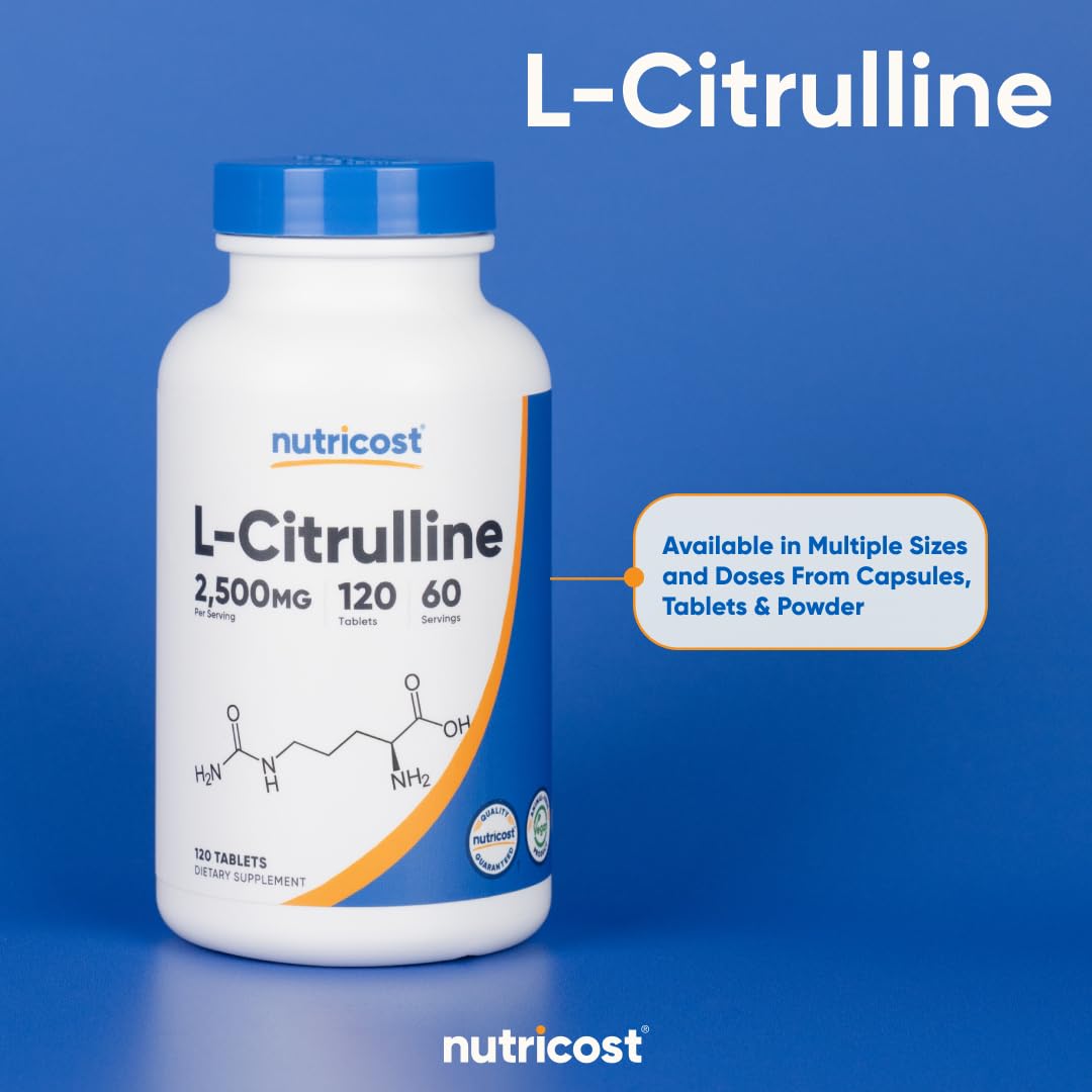 Nutricost L-Citrulline 2500mg - 60 Servings | 120 Tablets - Non-GMO & Gluten Free
