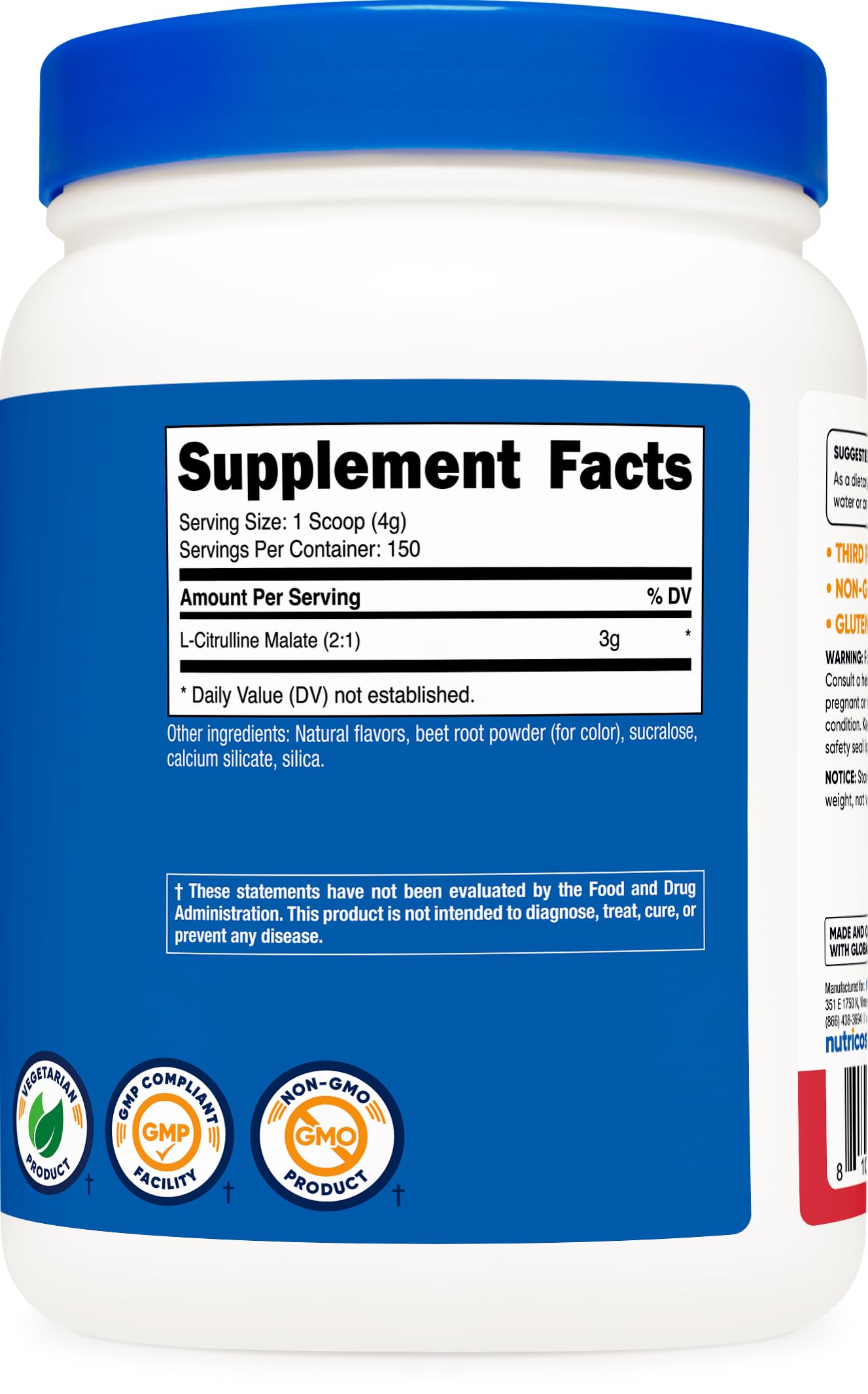 Nutricost L-Citrulline Malate 2:1 (600 g) Strawberry Kiwi