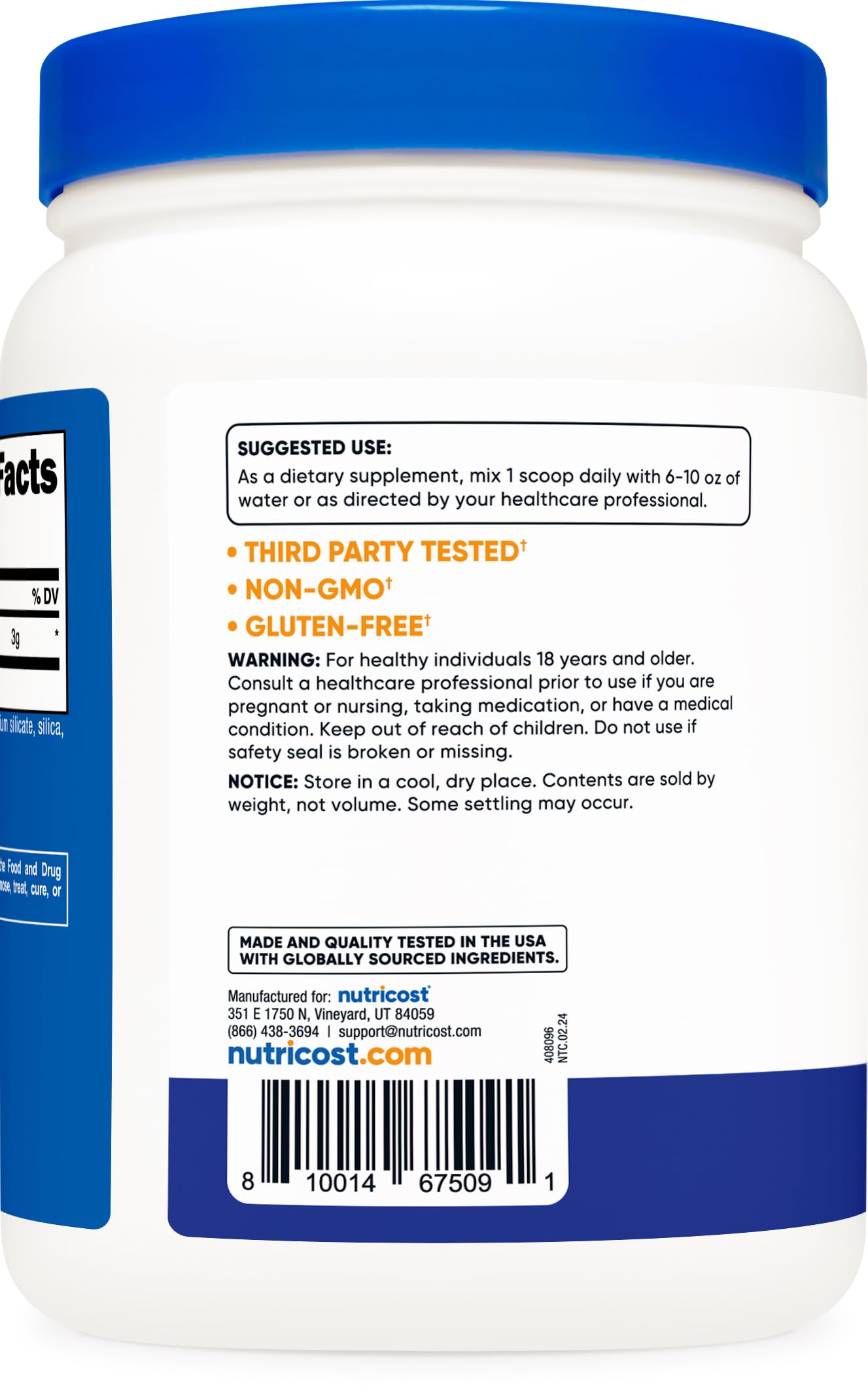 Nutricost L-Citrulline Malate 2:1 (600g) Blue Raspberry – 3g per Serving, 171 Servings | 30-Day Guarantee