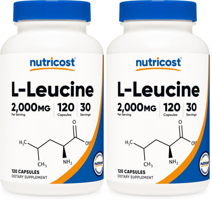 Nutricost L-Leucine 2,000mg – 120 Vegetarian Capsules (Pack of 2)