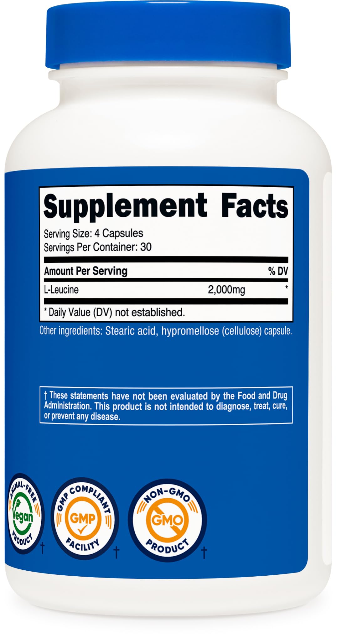 Nutricost L-Leucine 2,000mg – 120 Vegetarian Capsules (Pack of 2)