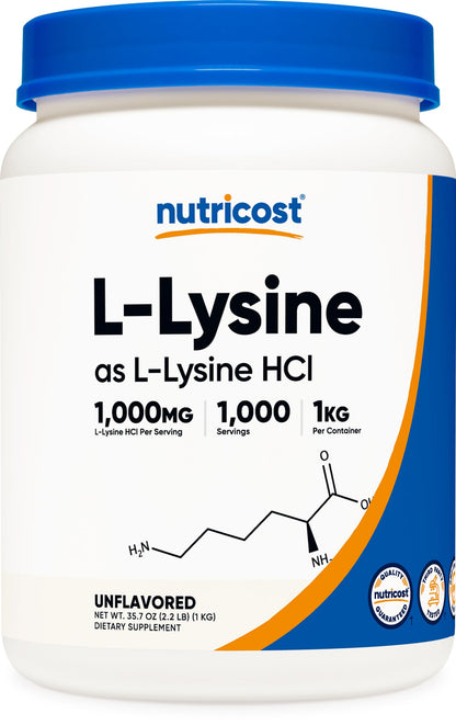 Nutricost L-Lysine Powder 1KG | Pure L-Lysine, Non-GMO, Gluten Free