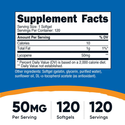 Nutricost Lycopene 50mg Softgels – 120 Softgels | Non-GMO, Gluten-Free
