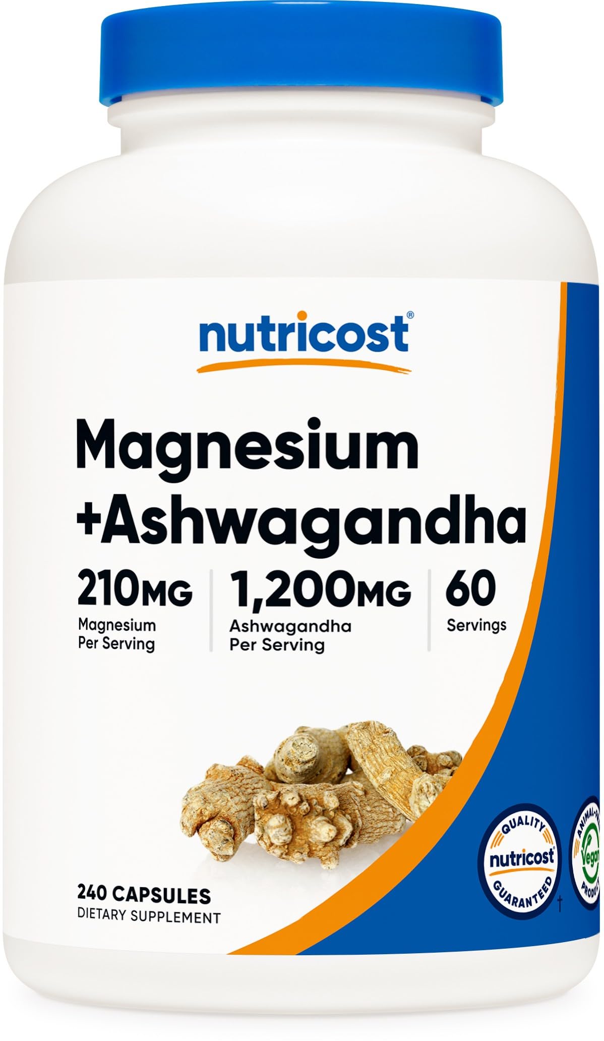 Nutricost Magnesium + Ashwagandha Supplement (1410mg) – 240 Capsules, 60 Servings, Vegan