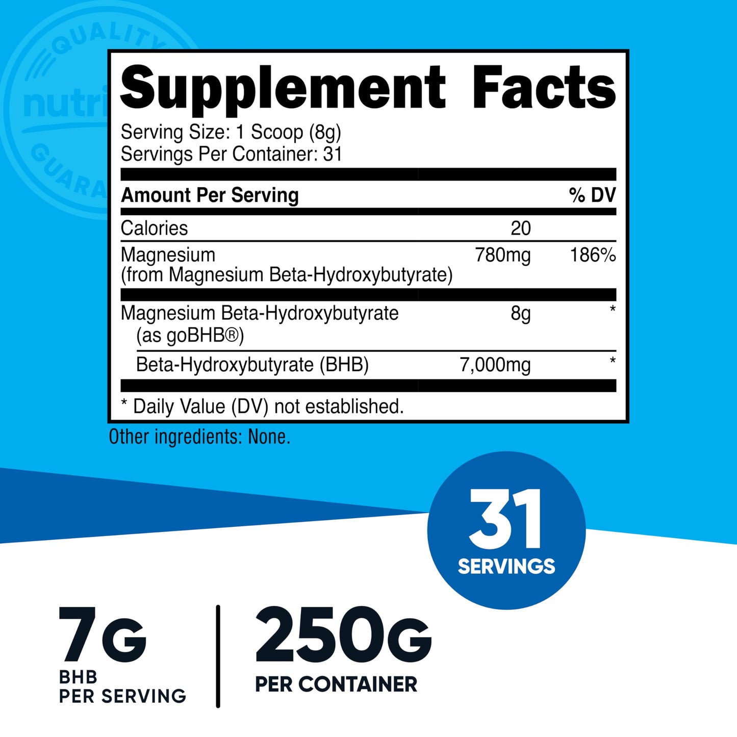 Nutricost Magnesium BHB Salts 250g Unflavored | Exogenous Ketone Supplement