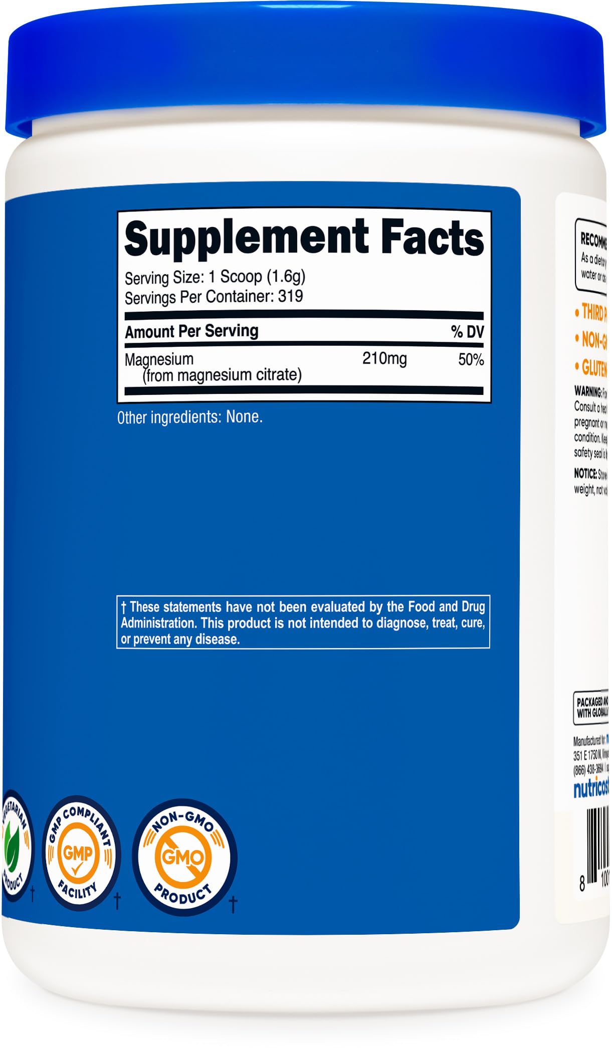 Nutricost Magnesium Citrate Powder (Unflavored, 500 Gram) (Pack of 2)