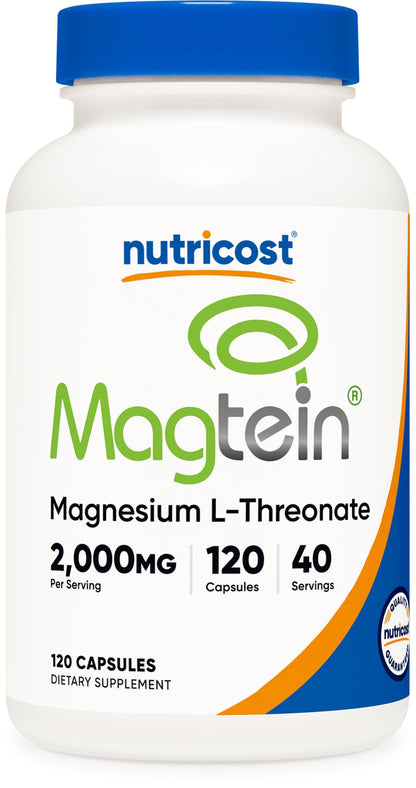 Nutricost Magnesium L-Threonate (Magtein) 2000mg – 120 Capsules – Non-GMO, Gluten Free, Vegetarian Friendly