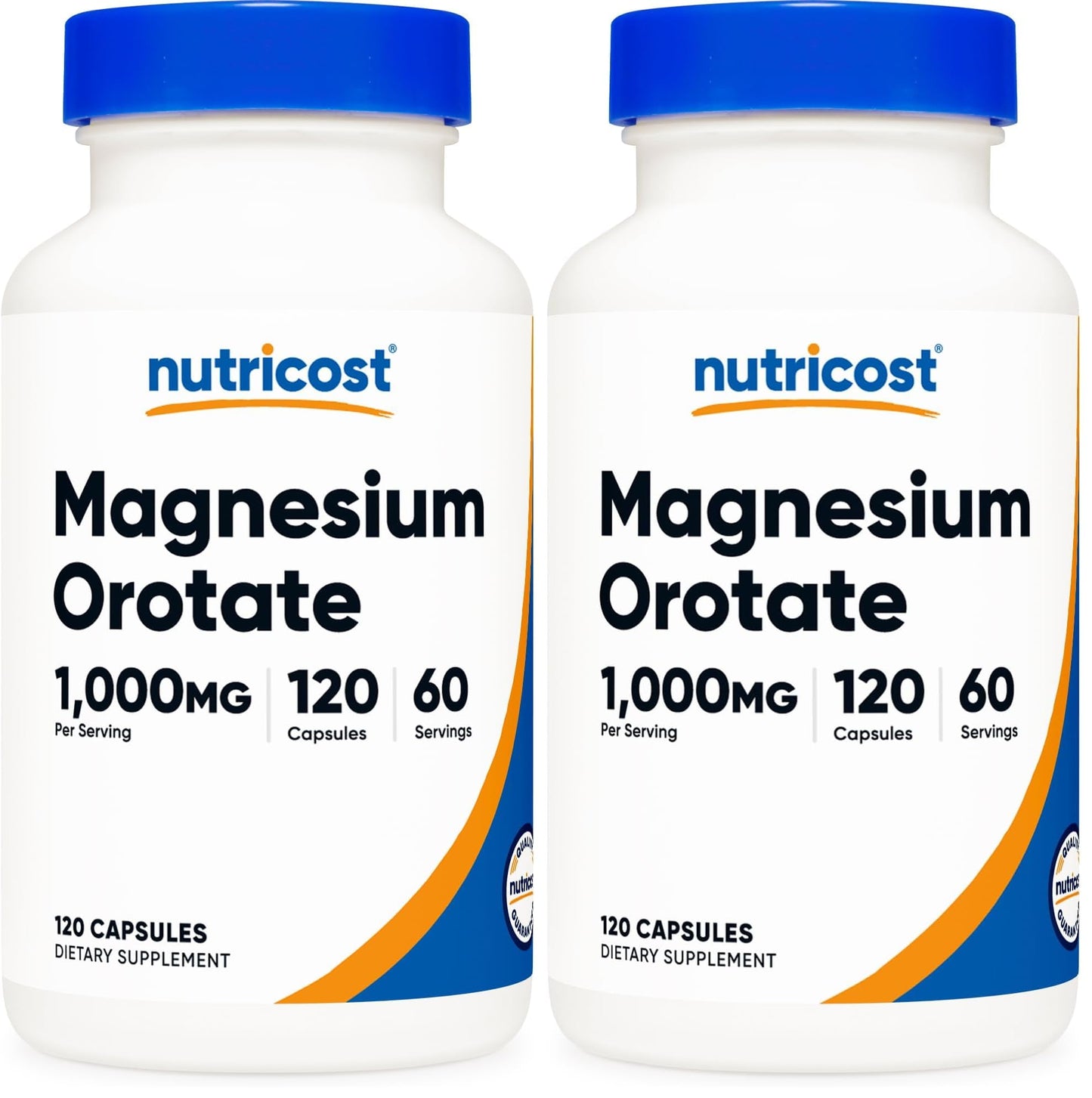 Nutricost Magnesium Orotate Capsules 1000mg – 120 Caps (Pack of 2) | 60 Servings per Bottle | 500mg per Capsule | Non-GMO, Gluten Free