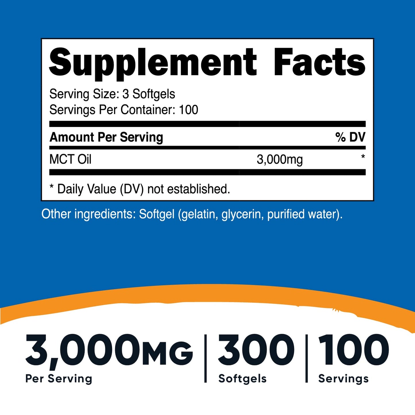 Nutricost MCT Oil Softgels 1000mg - 300 Softgels (3,000mg Serv) - Keto Friendly