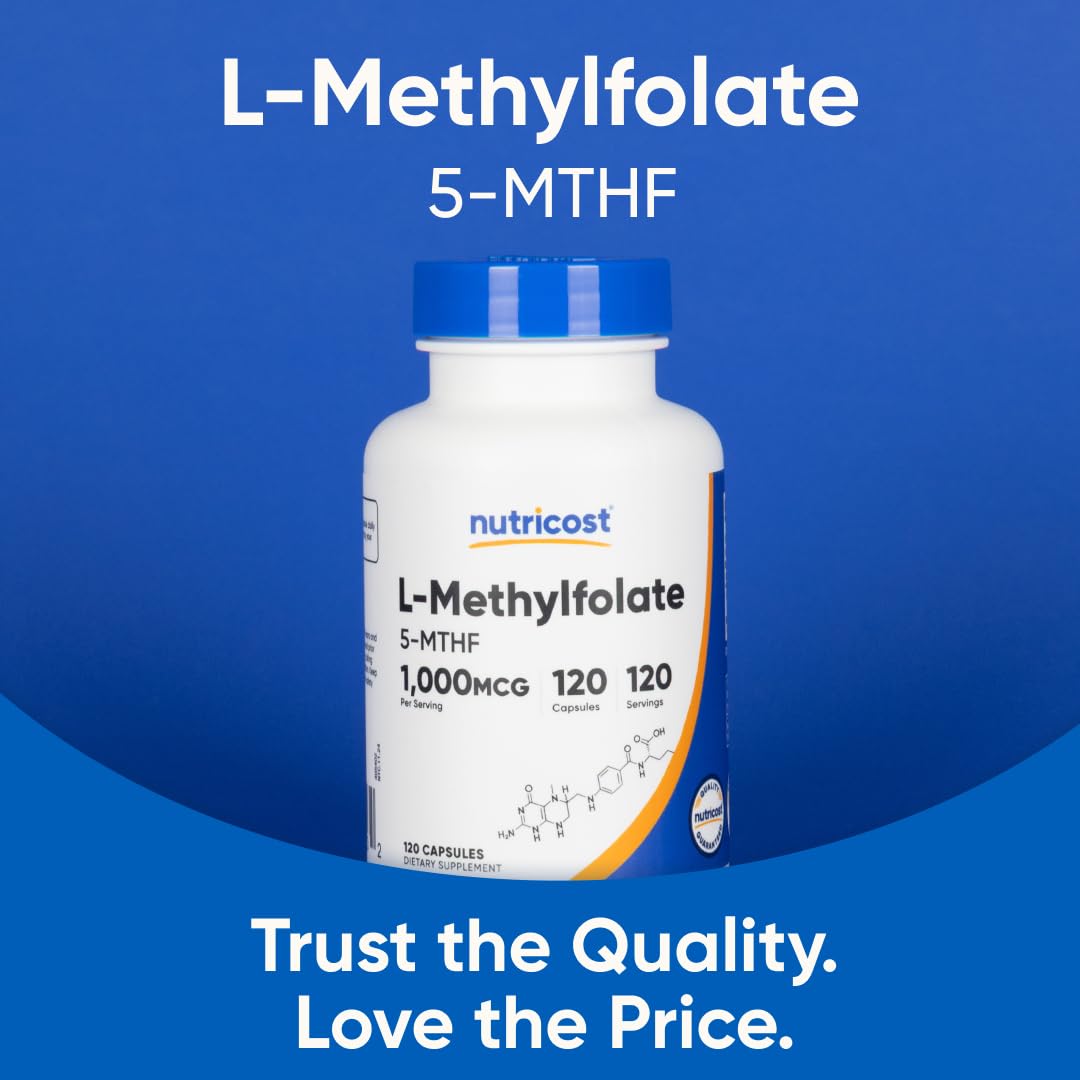 Nutricost Methylfolate 1000mcg – 120 Vegetarian Capsules (Gluten Free, Non-GMO) Pack of 2