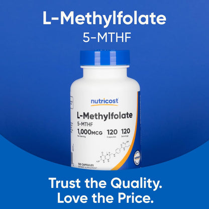 Nutricost Methylfolate 1000mcg – 120 Vegetarian Capsules (Gluten Free, Non-GMO) Pack of 2