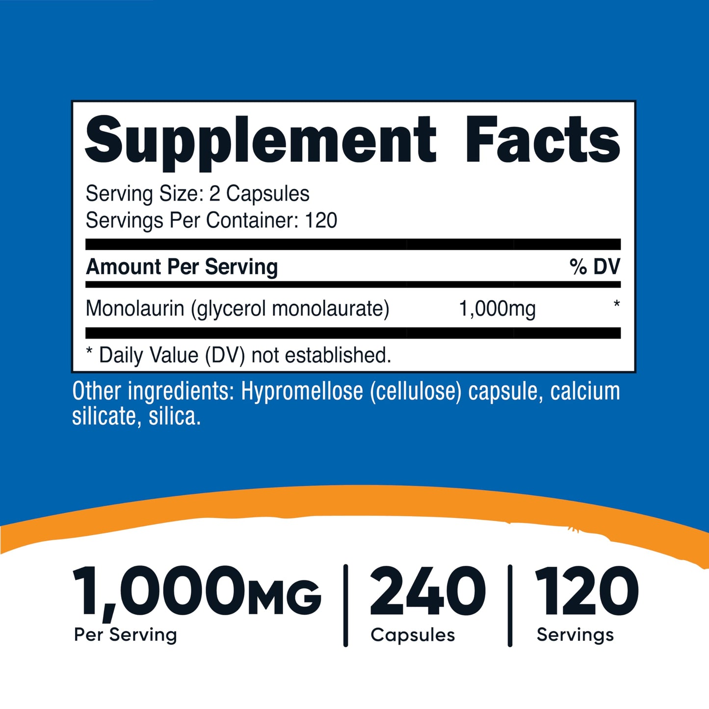 Nutricost Monolaurin 1000 mg - 240 Capsules, 120 Servings - Gluten-Free, Non-GMO, Vegan (Pack of 2)