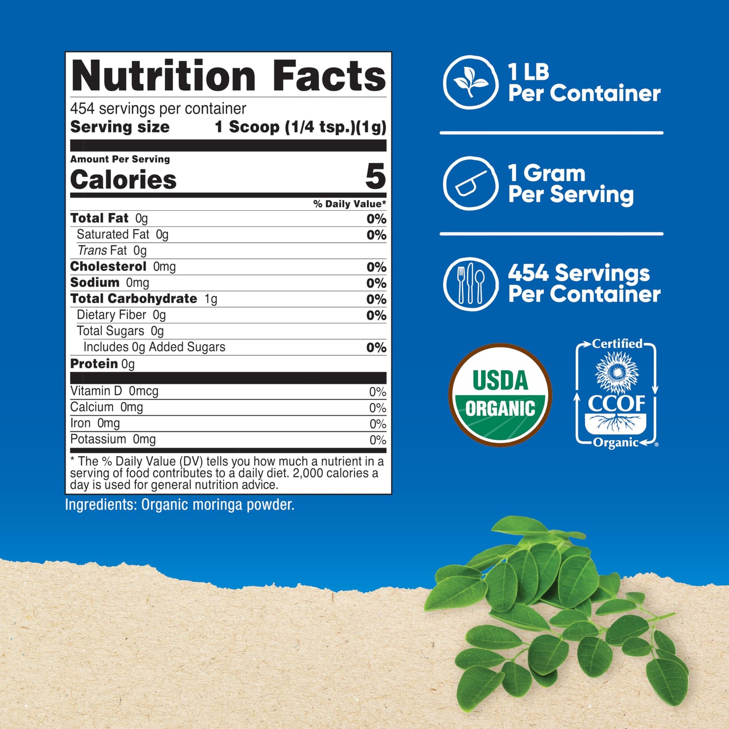 Nutricost Organic Moringa Powder 1LB (16oz) – Gluten Free, Non-GMO, Vegetarian Friendly