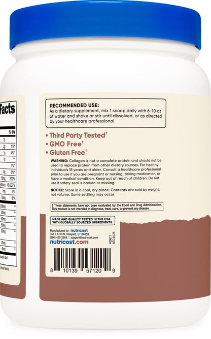 Nutricost Multi Collagen + Beauty & Protein Powder – Milk Chocolate, 30 Servings