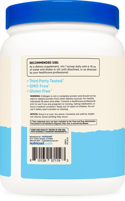 Nutricost Multi Collagen Protein Complex - Unflavored, 30 Servings | Biotin & Hyaluronic Acid