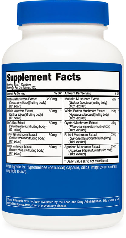 Nutricost Mushroom Complex Supplement | 120 Capsules | 10-Mushroom Blend | Non-GMO & Gluten Free