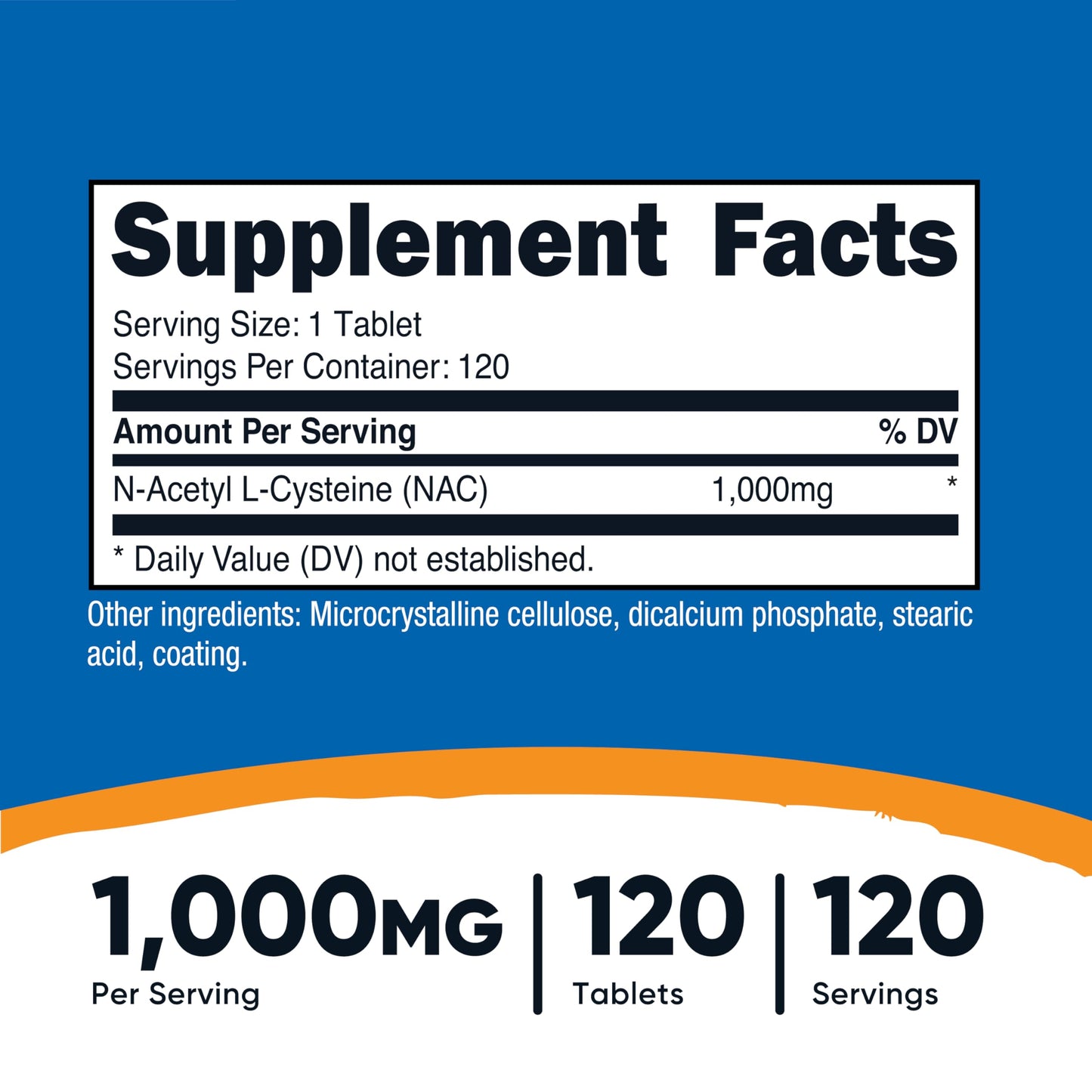 Nutricost NAC 1000 mg – 120 Vegan Tablets | GMO Free, Gluten Free