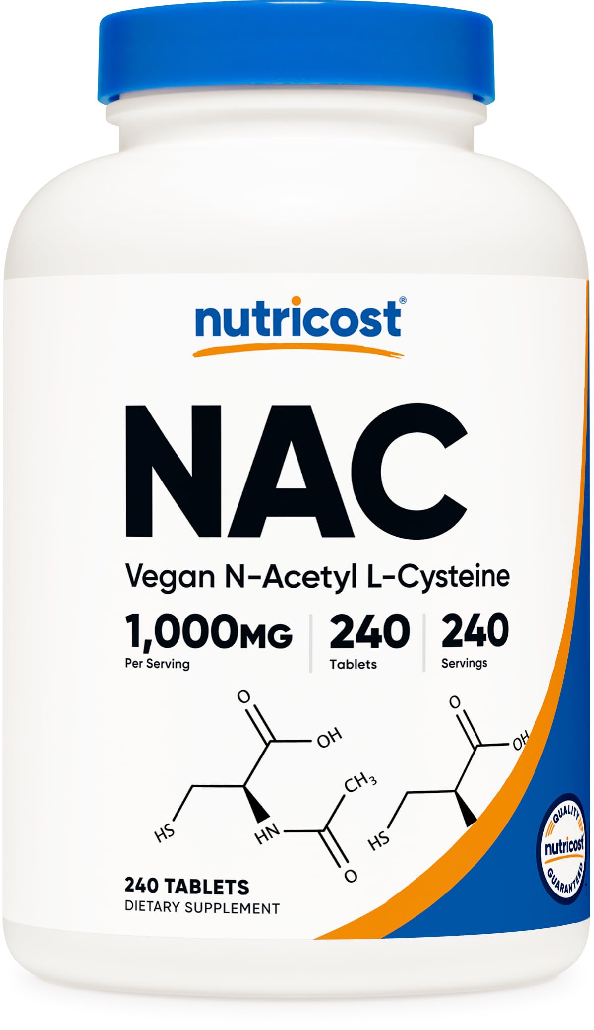 Nutricost NAC 1000 mg – Vegan, Gluten Free, GMO Free | 240 Tablets