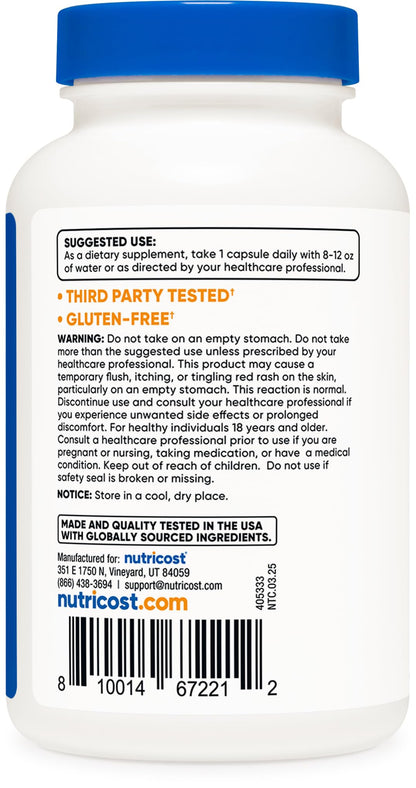 Nutricost Niacin 100mg – 240 Capsules | Gluten Free, Non-GMO