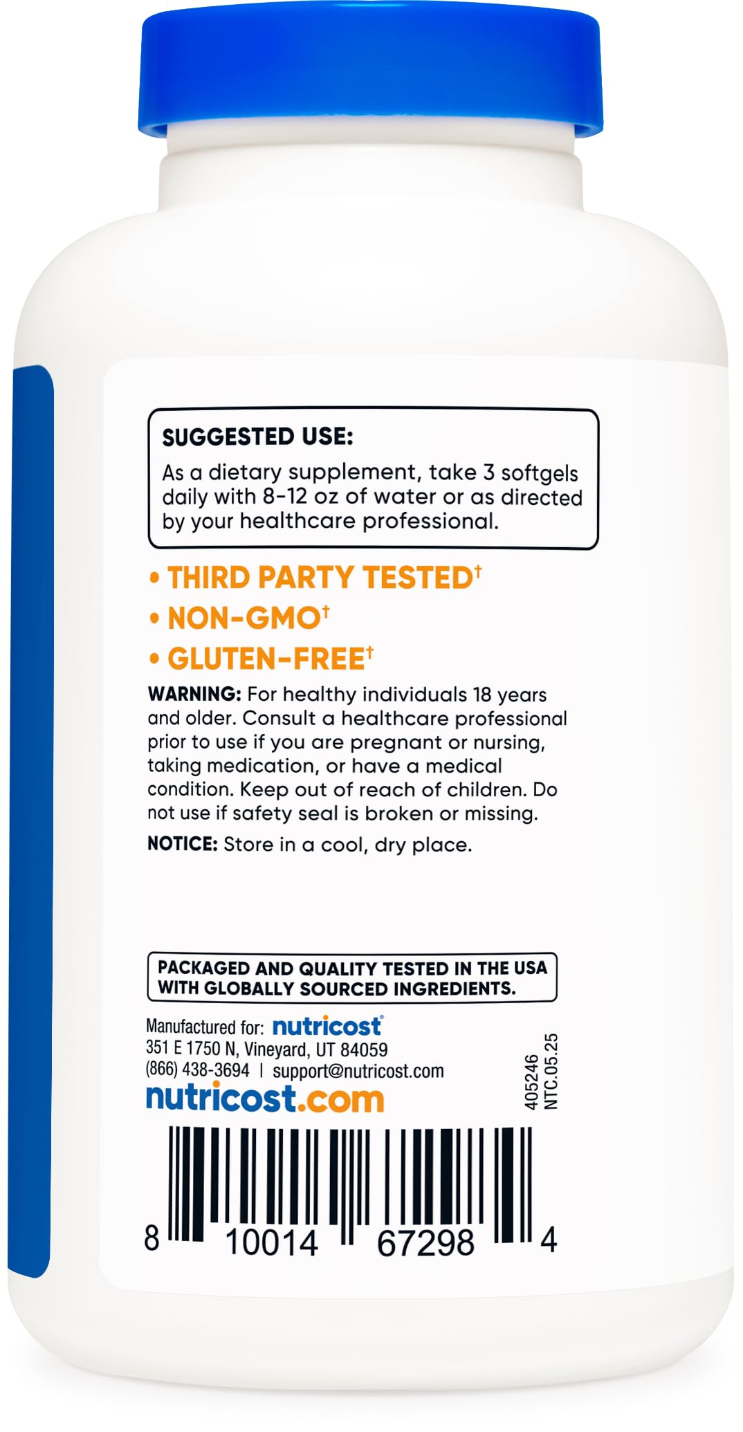 Nutricost Omega-3 Fish Oil 2500mg – 120 Softgels | Wild-Caught, Non-GMO, Gluten Free