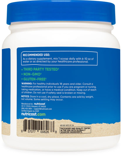Nutricost Organic Chlorella Powder 16oz (1LB) – 3g Per Serving | Non-GMO, Gluten Free, 3rd Party Tested