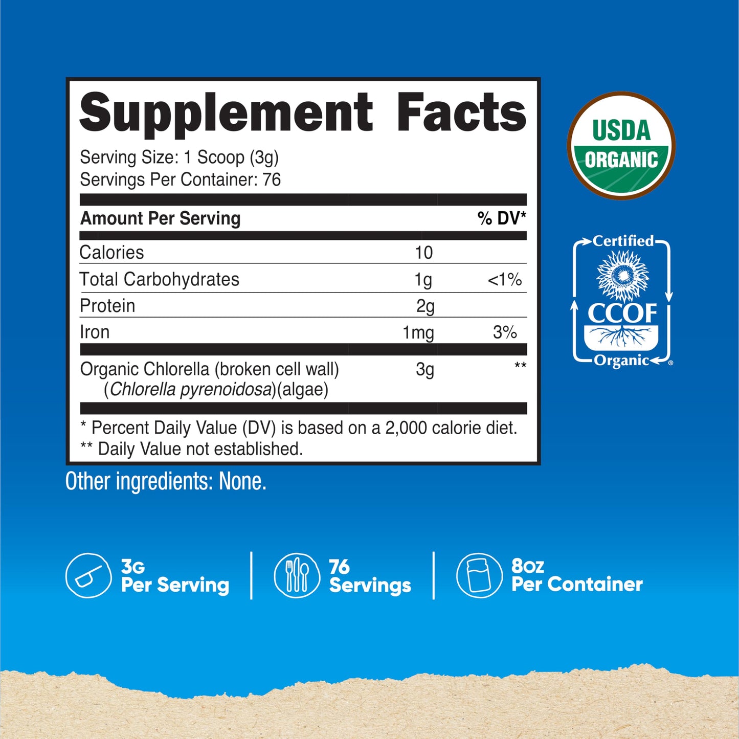 Nutricost Organic Chlorella Powder 8oz – 3000mg per Serving – Non-GMO & Gluten Free