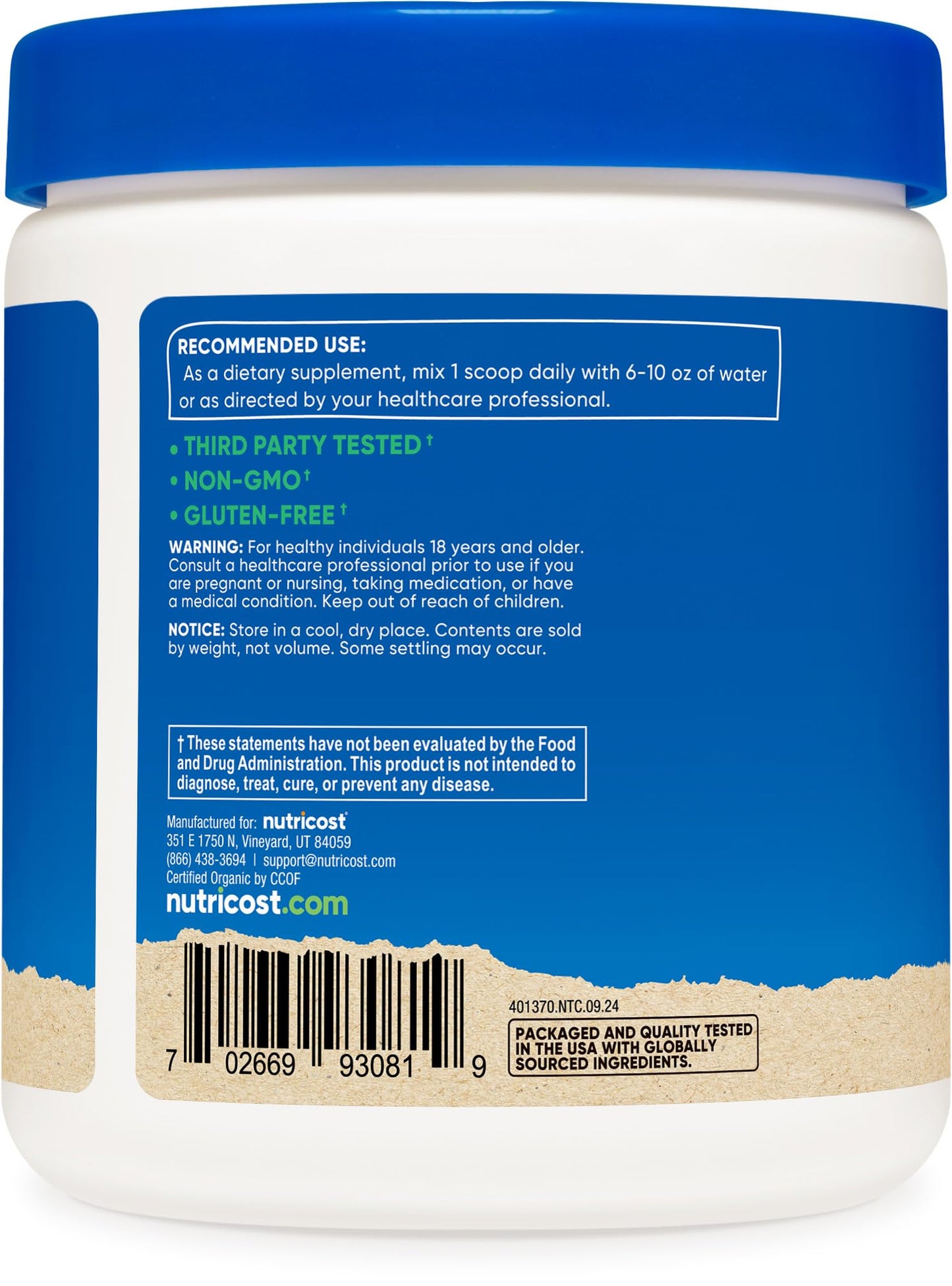 Nutricost Organic Chlorella Powder 8oz – 3000mg per Serving – Non-GMO & Gluten Free