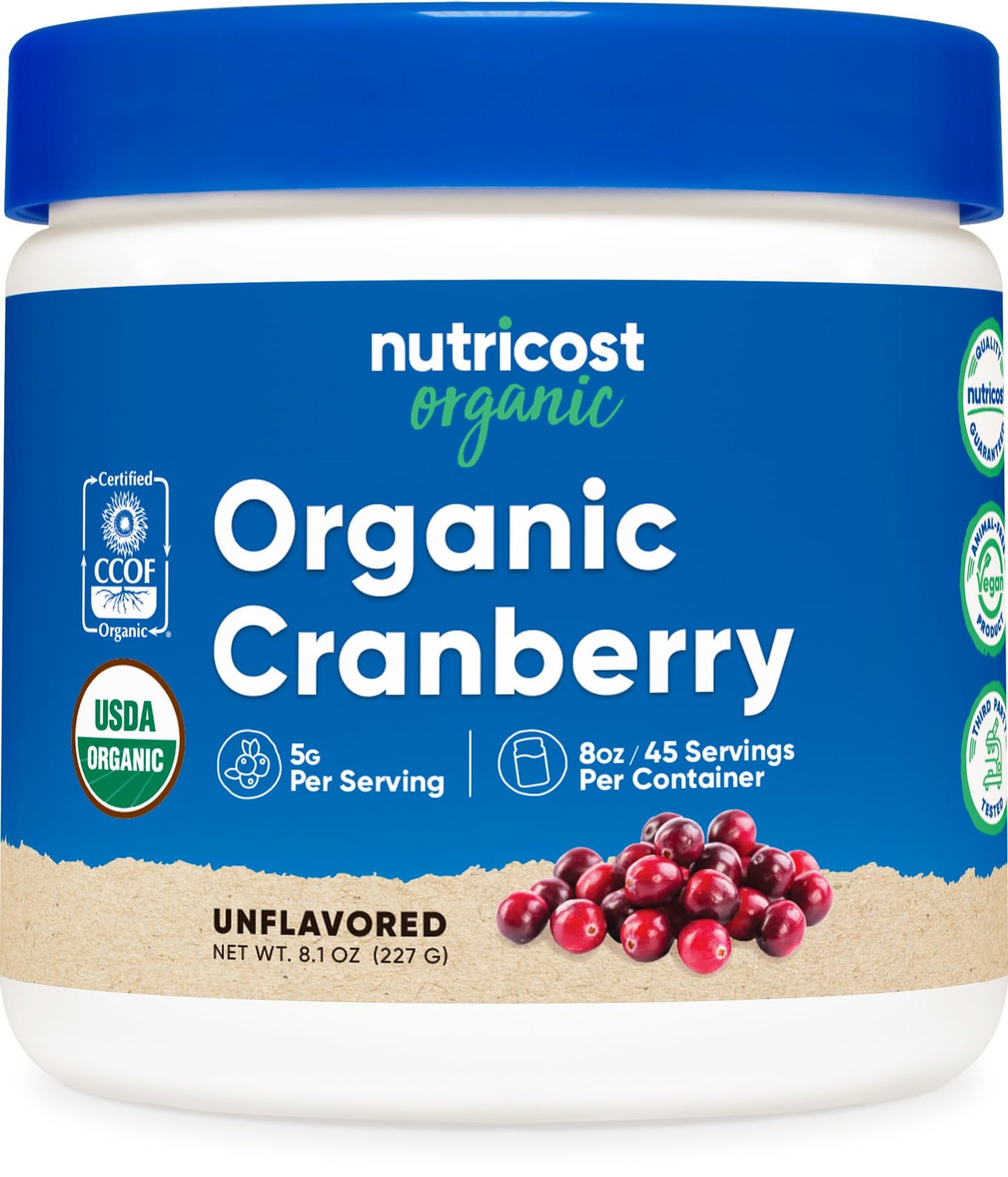 Nutricost Organic Cranberry Powder, 8 oz, 5G per Serving - Non-GMO, Gluten-Free