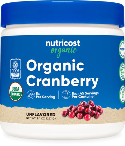 Nutricost Organic Cranberry Powder, 8 oz, 5G per Serving - Non-GMO, Gluten-Free
