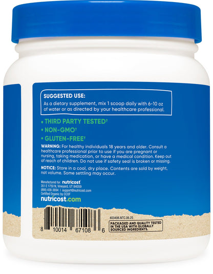Nutricost Organic Inulin Powder 1lb - 7g Fiber per Serving, USDA Organic