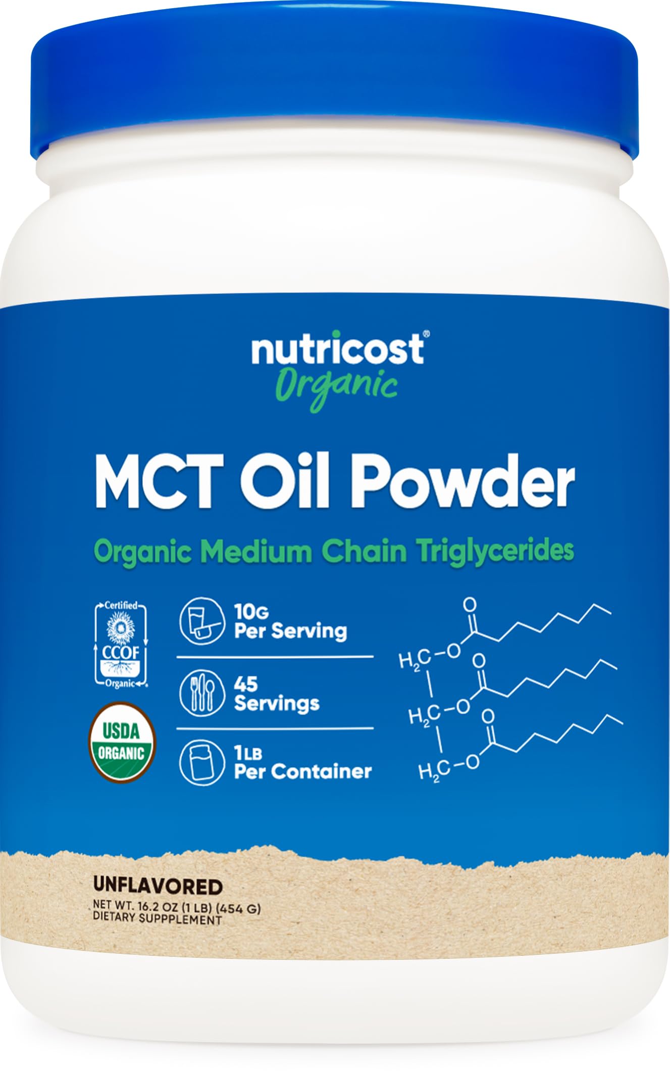 Nutricost Organic MCT Oil Powder 1 lb – USDA Organic, Keto Friendly, Zero Net Carbs | Medium Chain Triglycerides