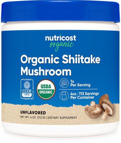 Nutricost Organic Shiitake Mushroom Powder 4 oz – Gluten Free, Non-GMO
