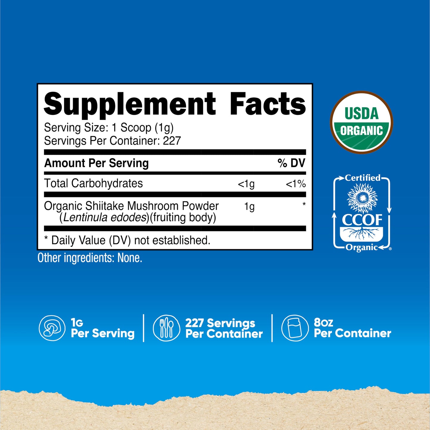 Nutricost Organic Shiitake Mushroom Powder 8oz – 100% Organic, Gluten Free, Non-GMO